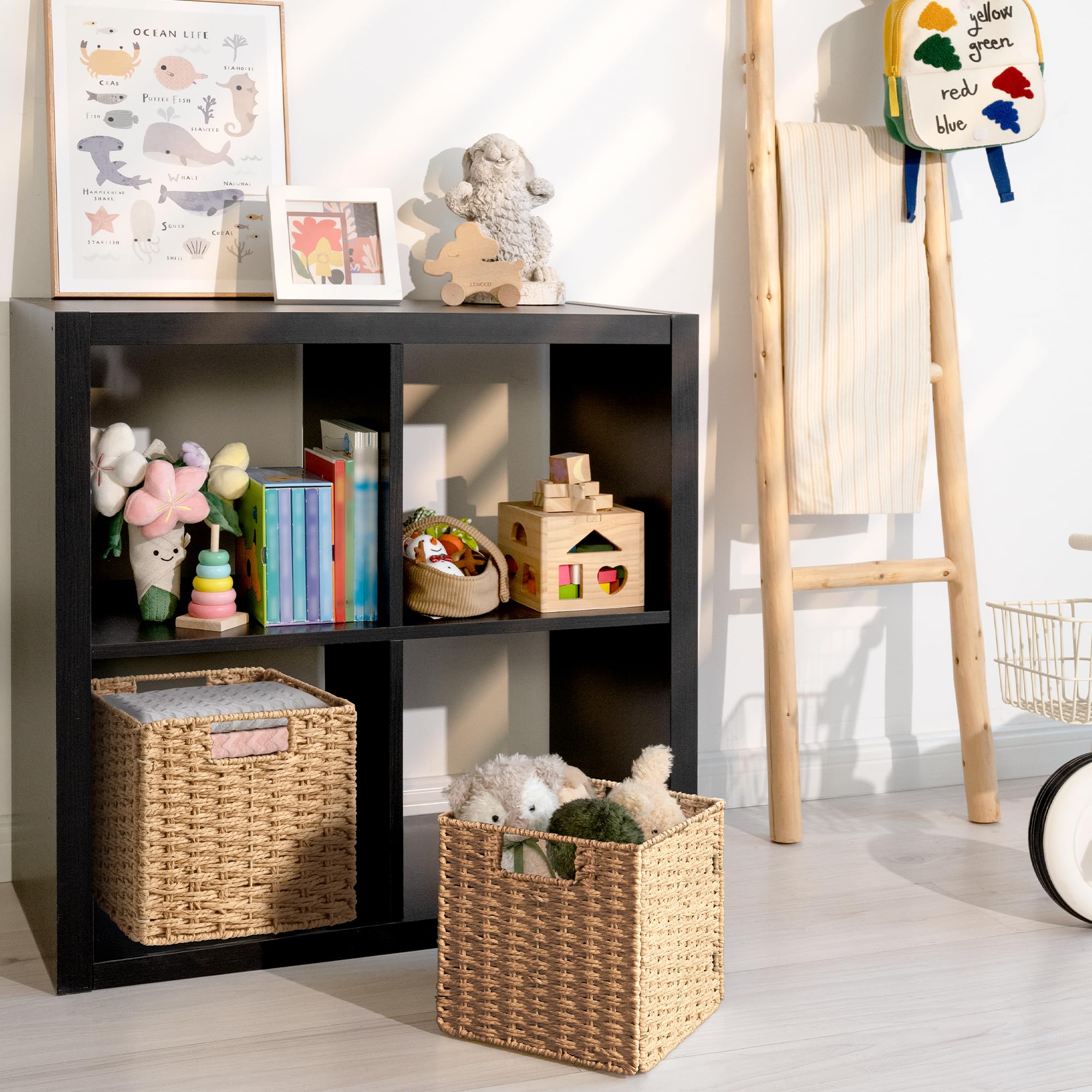 StorageWorks living room decor basket blends style with function.