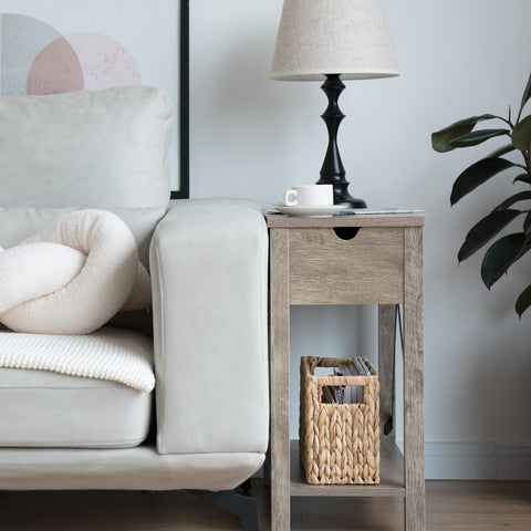 StorageWorks magazine holder in bathroom vanity adds natural storage.