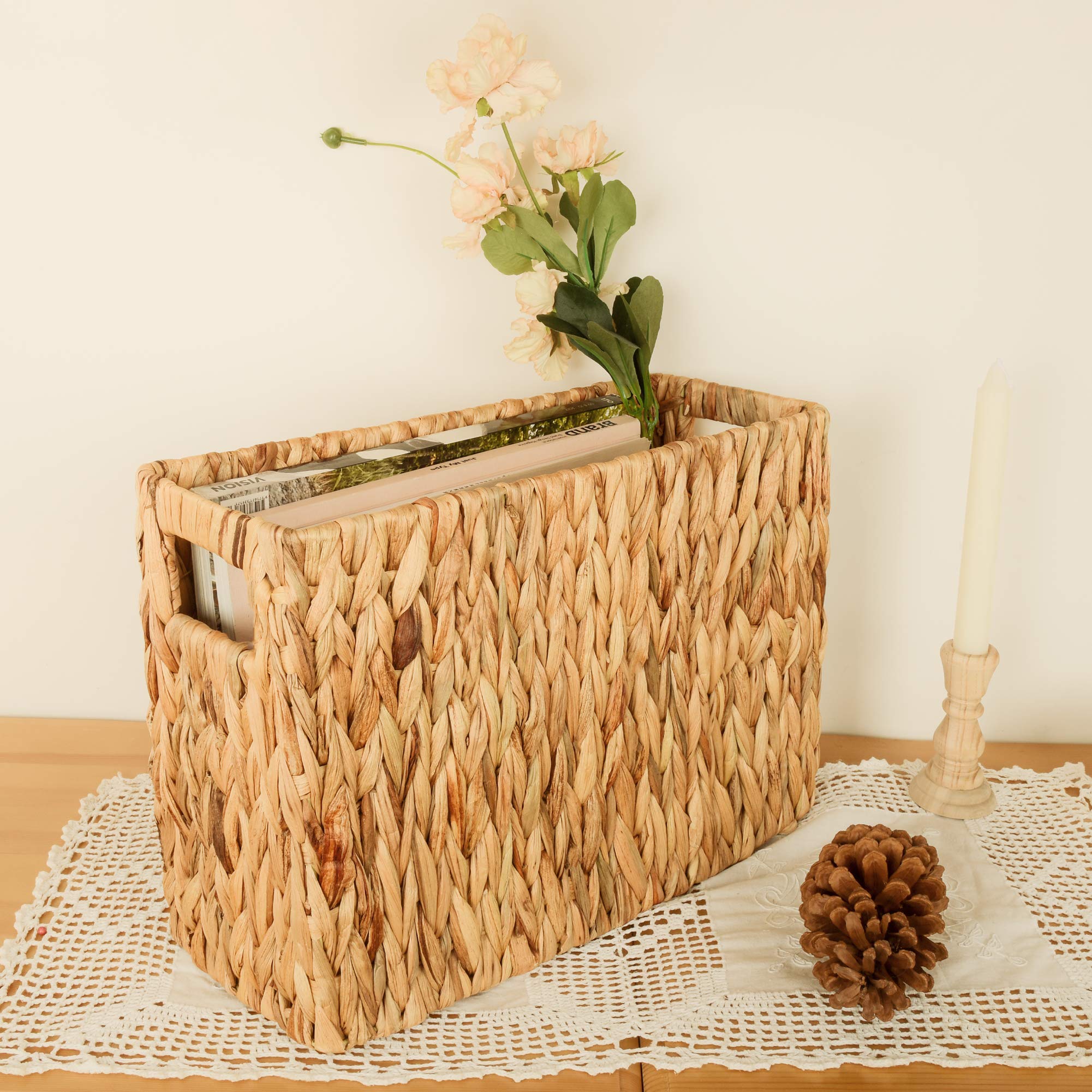 StorageWorks magazine holder natural colors blend with many room styles.