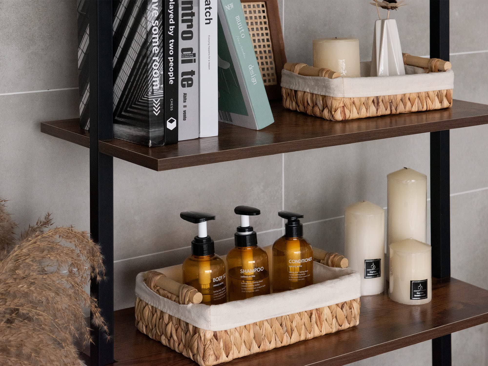 StorageWorks natural bathroom basket; compact size varies.