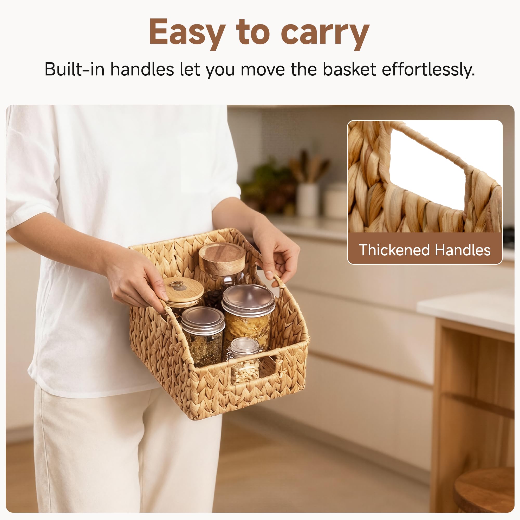 StorageWorks water hyacinth material provides natural storage that's eco-friendly and durable.