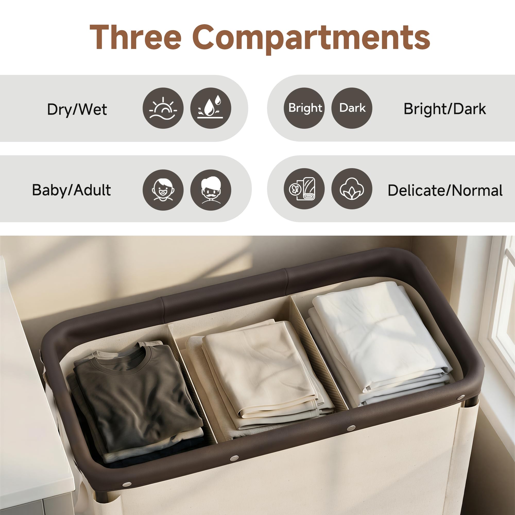 StorageWorks rolling laundry cart with handles shows heavy-load stability during daily use.