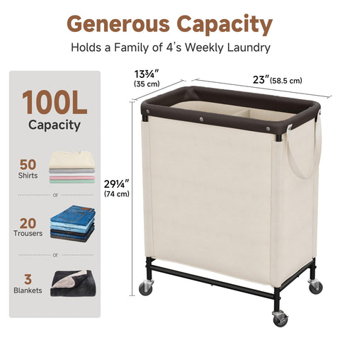 StorageWorks rolling laundry cart wheels image highlights four quiet casters for smooth transport.