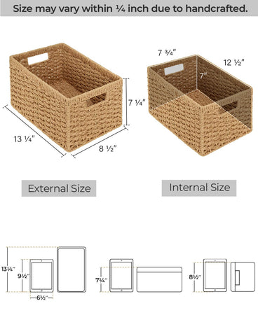 StorageWorks handwoven craft basket with tight braiding and neat finish.