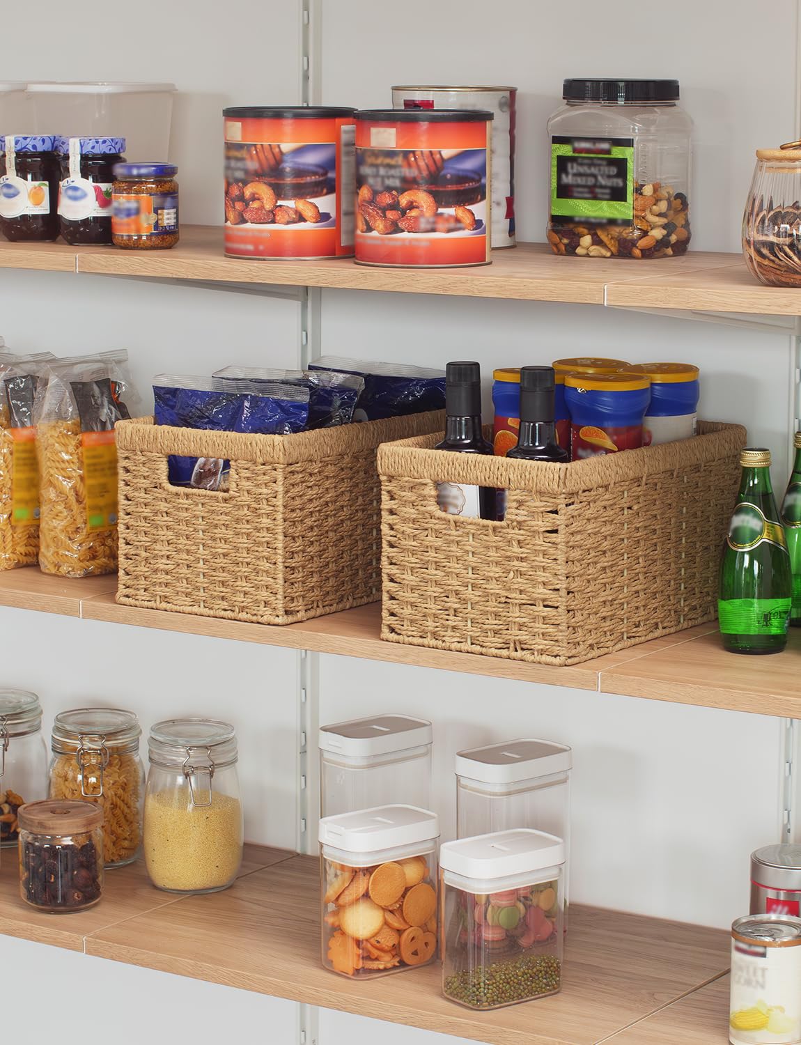 StorageWorks medium-sized basket shown in a bathroom or entryway.