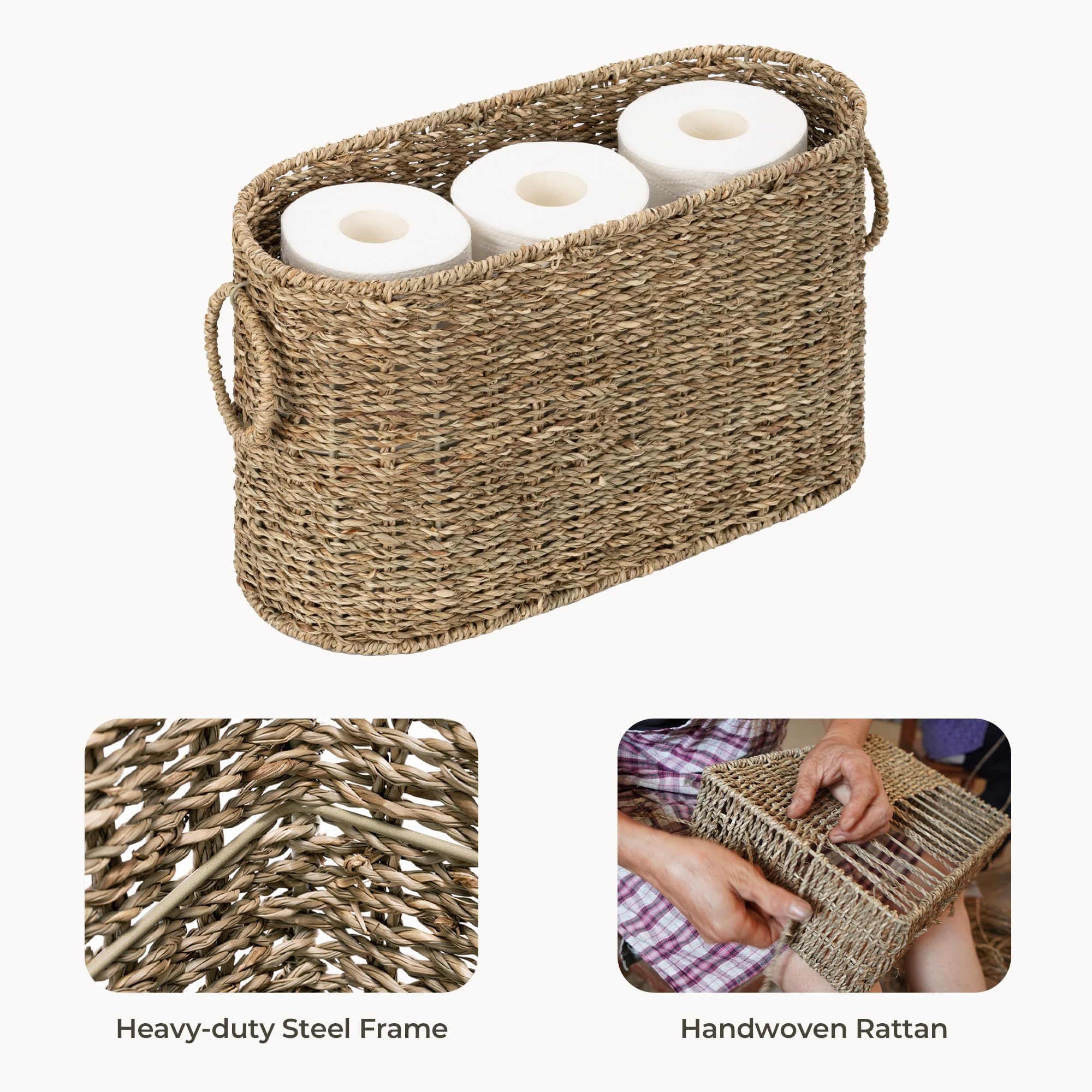 StorageWorks seagrass basket close-up highlighting natural weave and artisanal craftsmanship