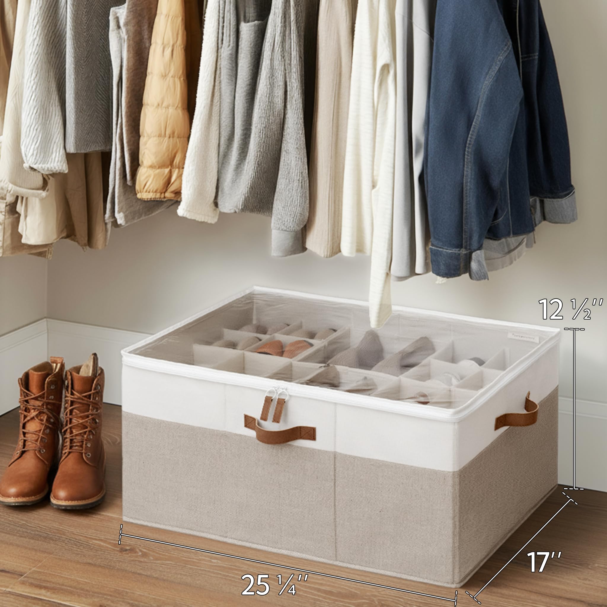 StorageWorks transparent lid keeps shoes visible while protecting from dust.