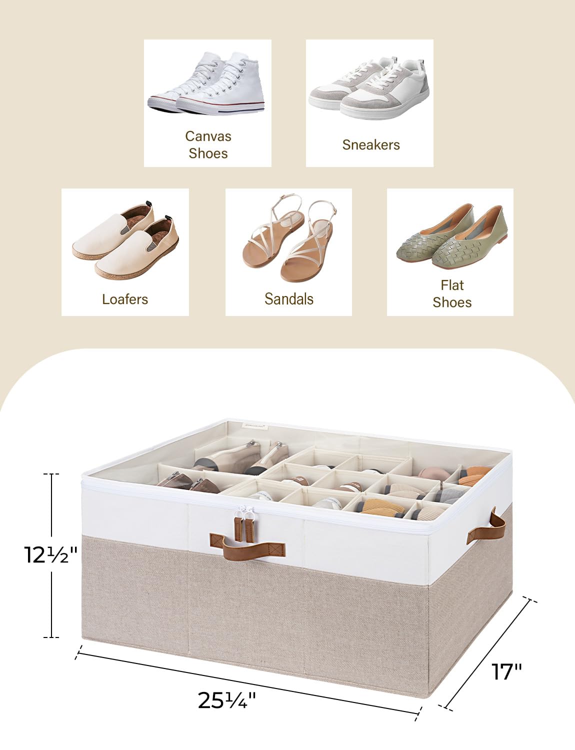 StorageWorks shoe organizer with reinforced handles for easy moving.