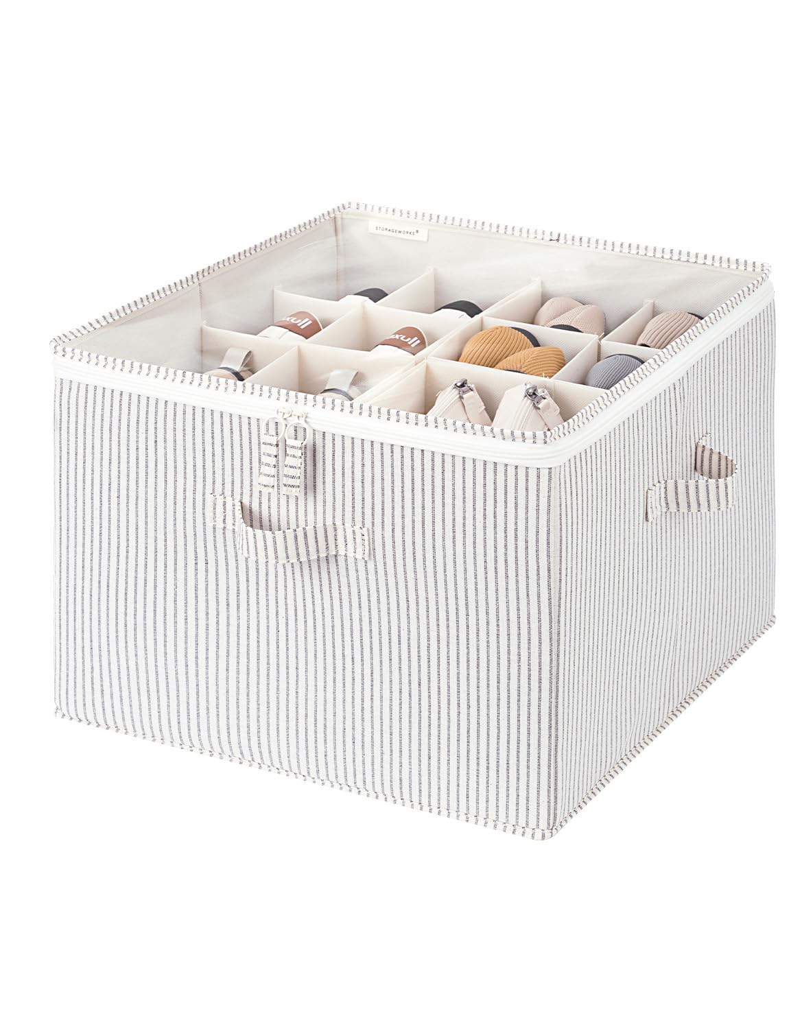 StorageWorks shoe cubby with clear lid shows easy access and dust protection