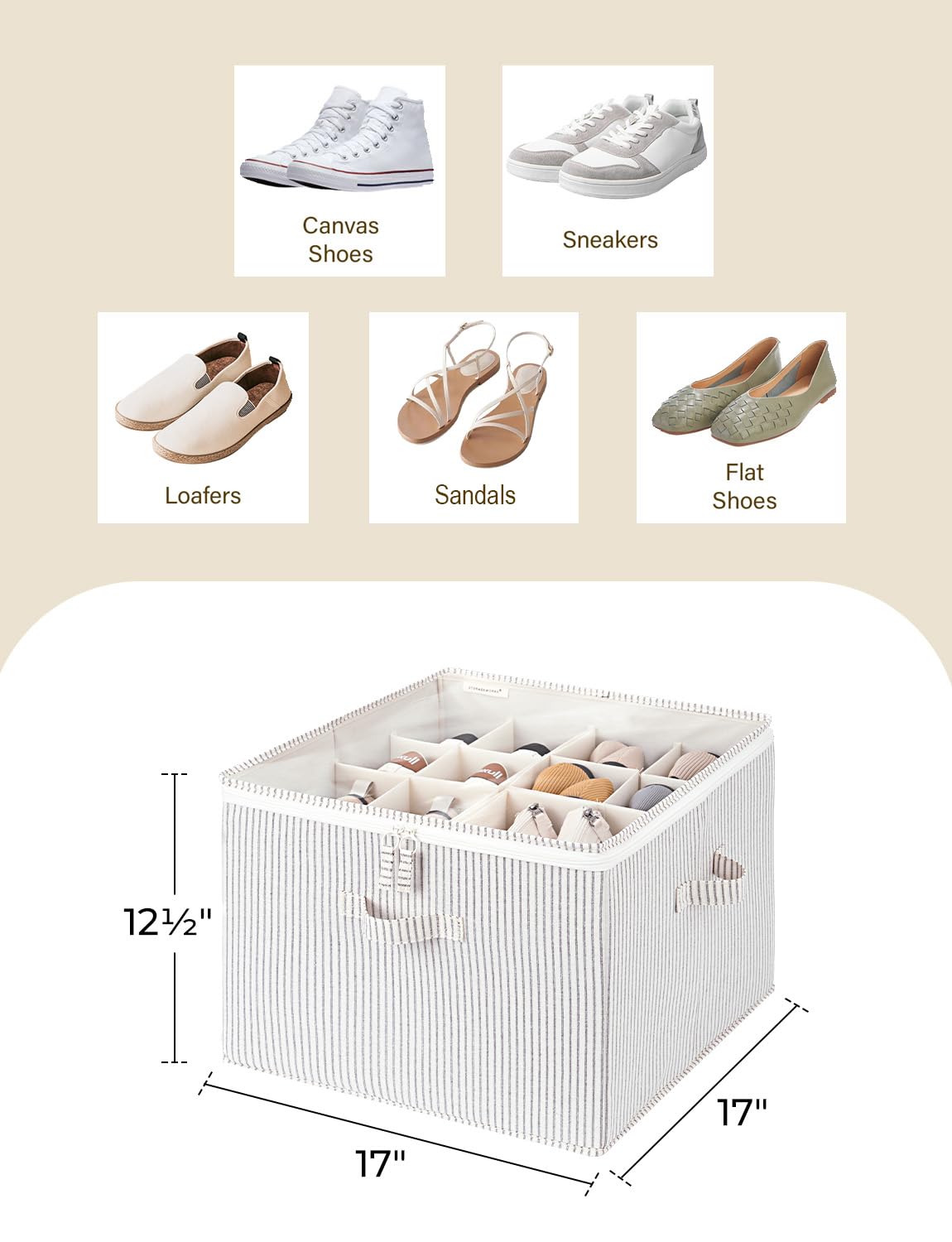 StorageWorks shoe cubby with side handles makes moving easy