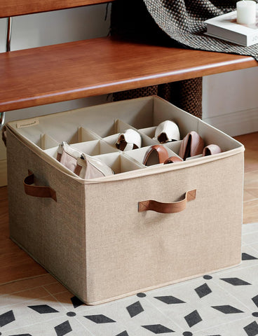 StorageWorks shoe organizer taupe fit blends with closet decor.