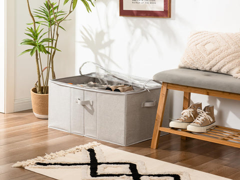 StorageWorks organizer with adjustable dividers adapts to different shoe sizes
