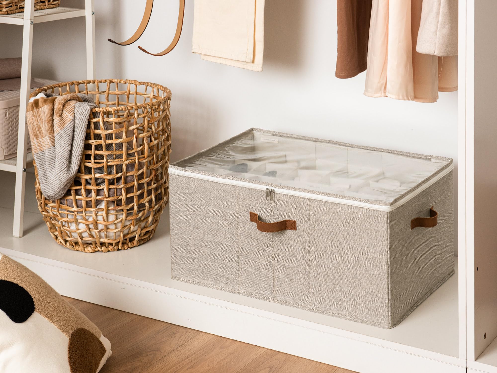 StorageWorks adjustable dividers create custom compartments for different shoe sizes