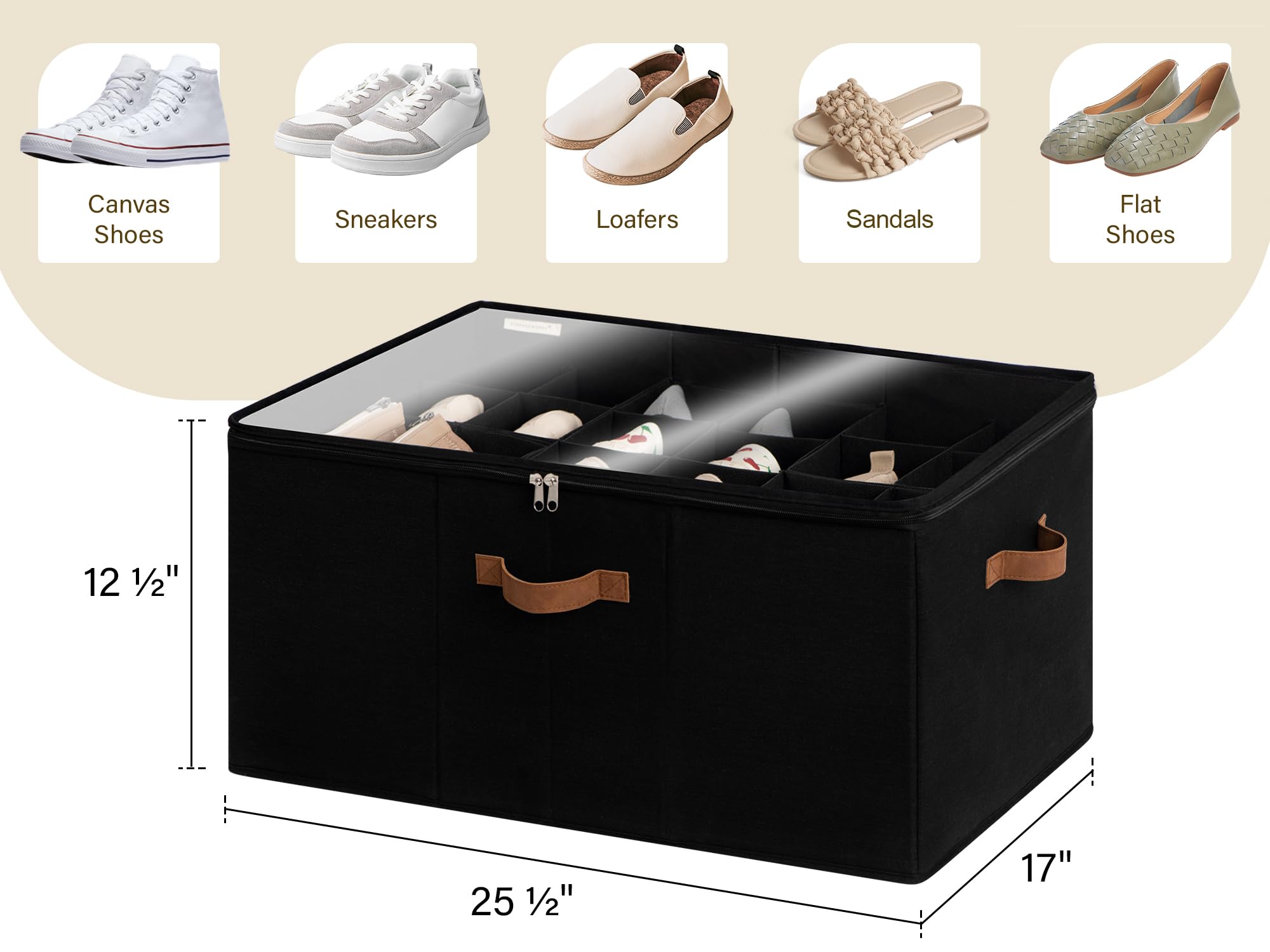 StorageWorks adjustable dividers in a shoe organizer for customizable compartments