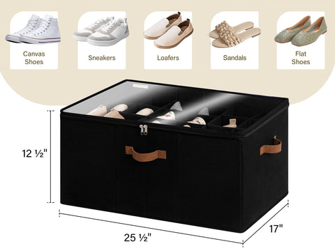 StorageWorks adjustable dividers in a shoe organizer for customizable compartments