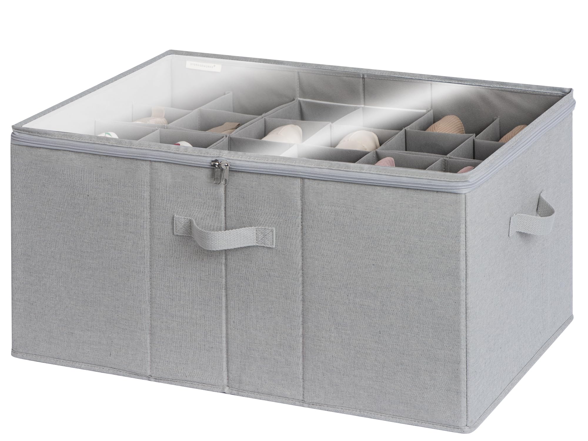 StorageWorks Shoe Organizer with clear lid keeps shoes visible and dust-free