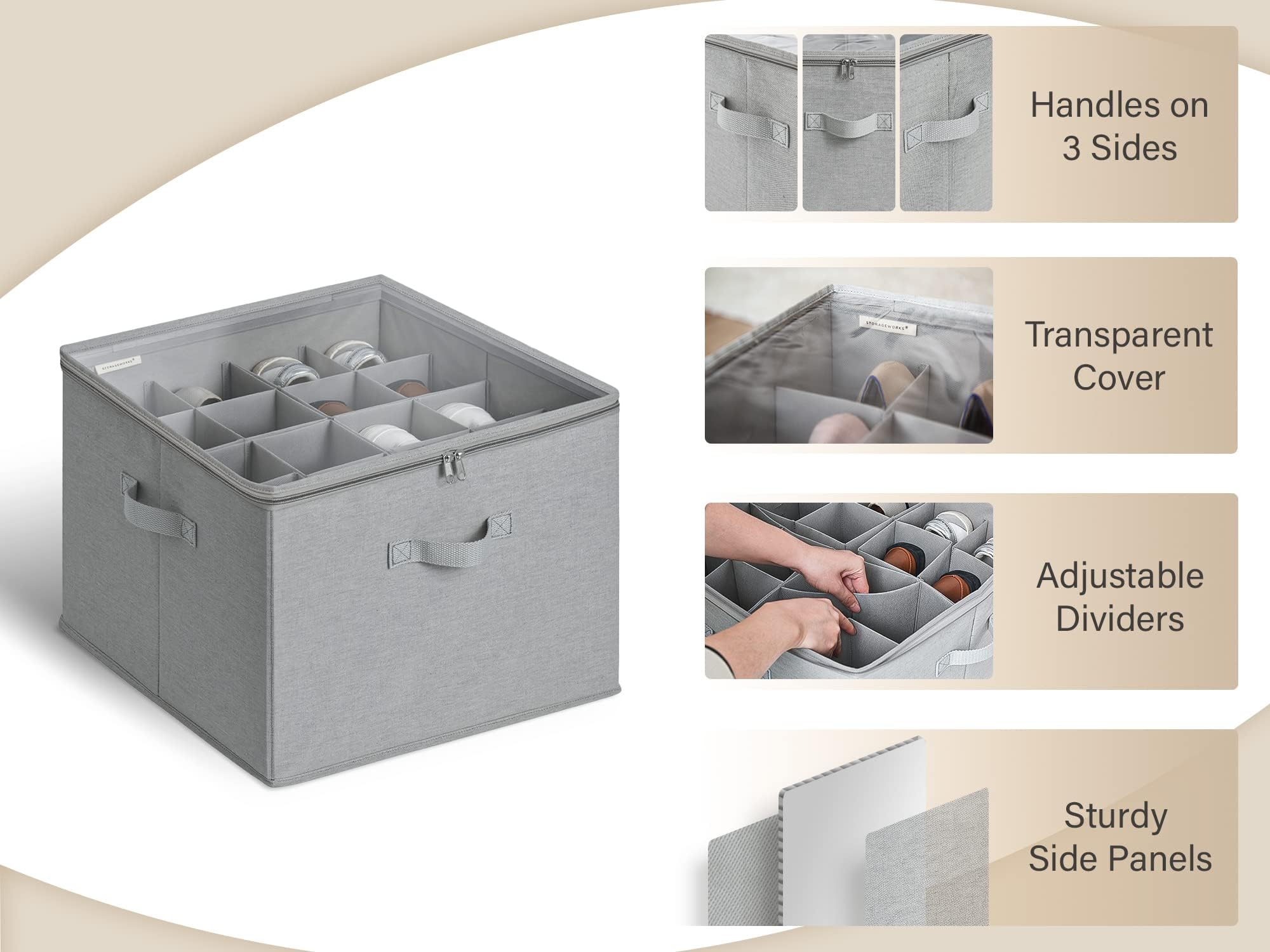 StorageWorks dimensions of 17x17x12.5 inches in grey finish.