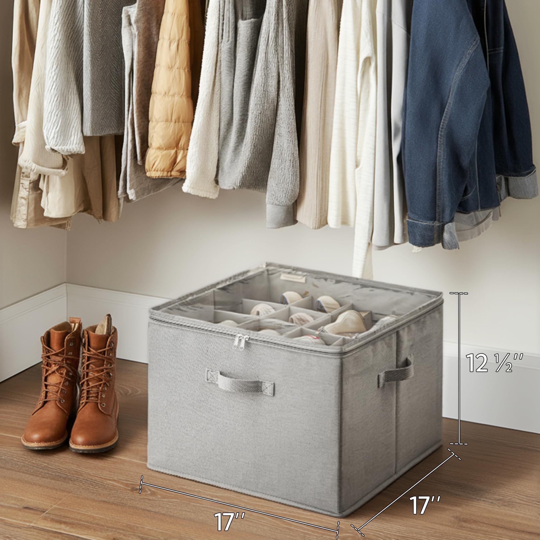 StorageWorks portable shoe bin easy to move across rooms.