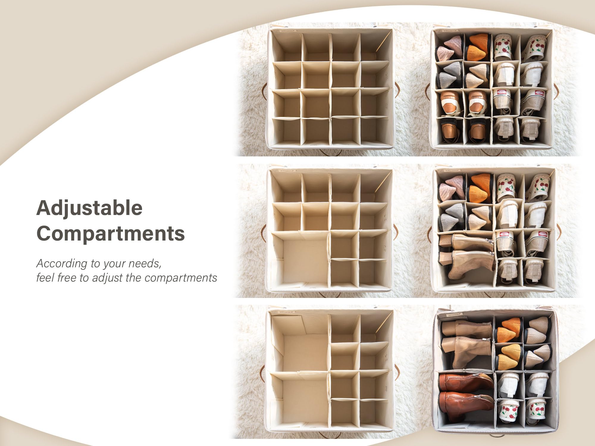 StorageWorks reinforced handles on the shoe organizer for easy transport