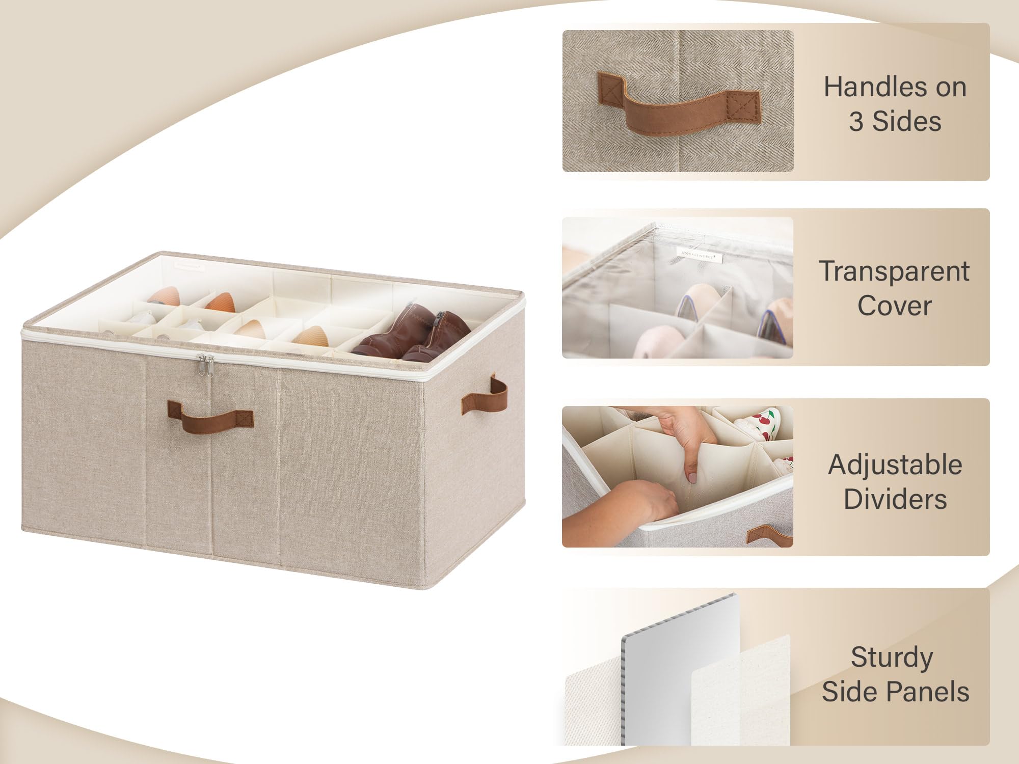 StorageWorks reinforced side panels provide sturdy structure during handling