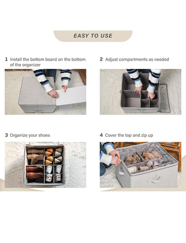 StorageWorks shoe organizer side and front handles simplify moving and reorganization.