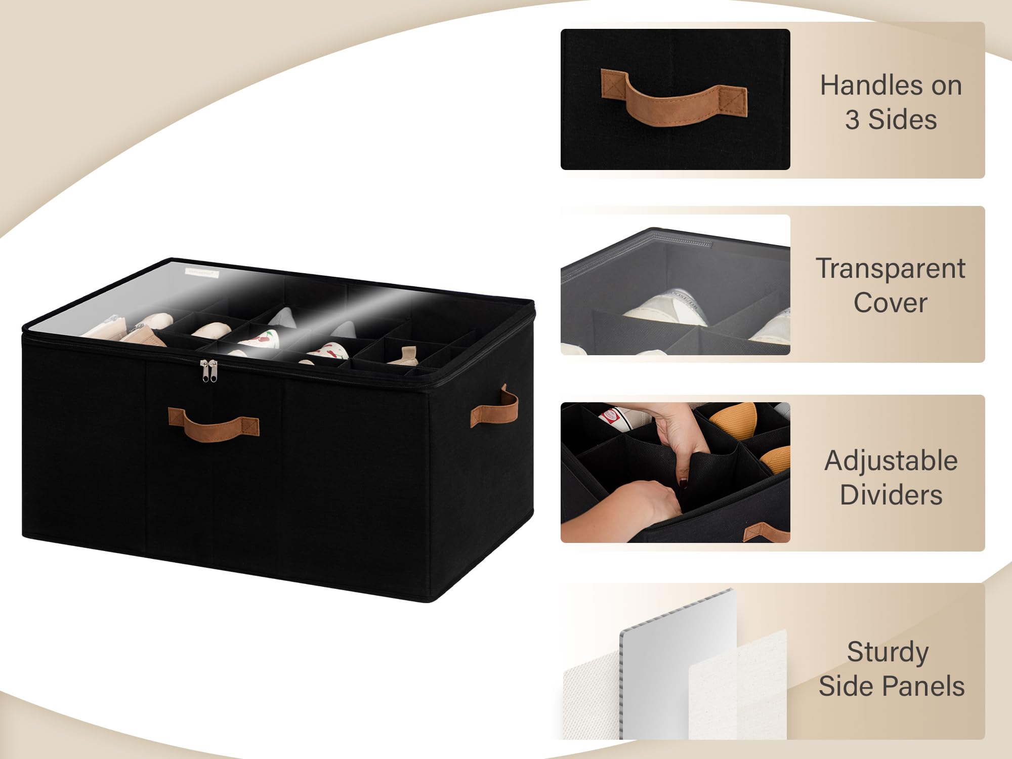 StorageWorks side panels and bottom plate reinforcing the organizer's structure