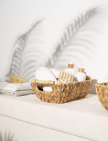 StorageWorks compact wicker basket for small items and cosmetics