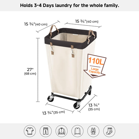StorageWorks soft leather handle laundry cart provides a comfortable grip during transfers
