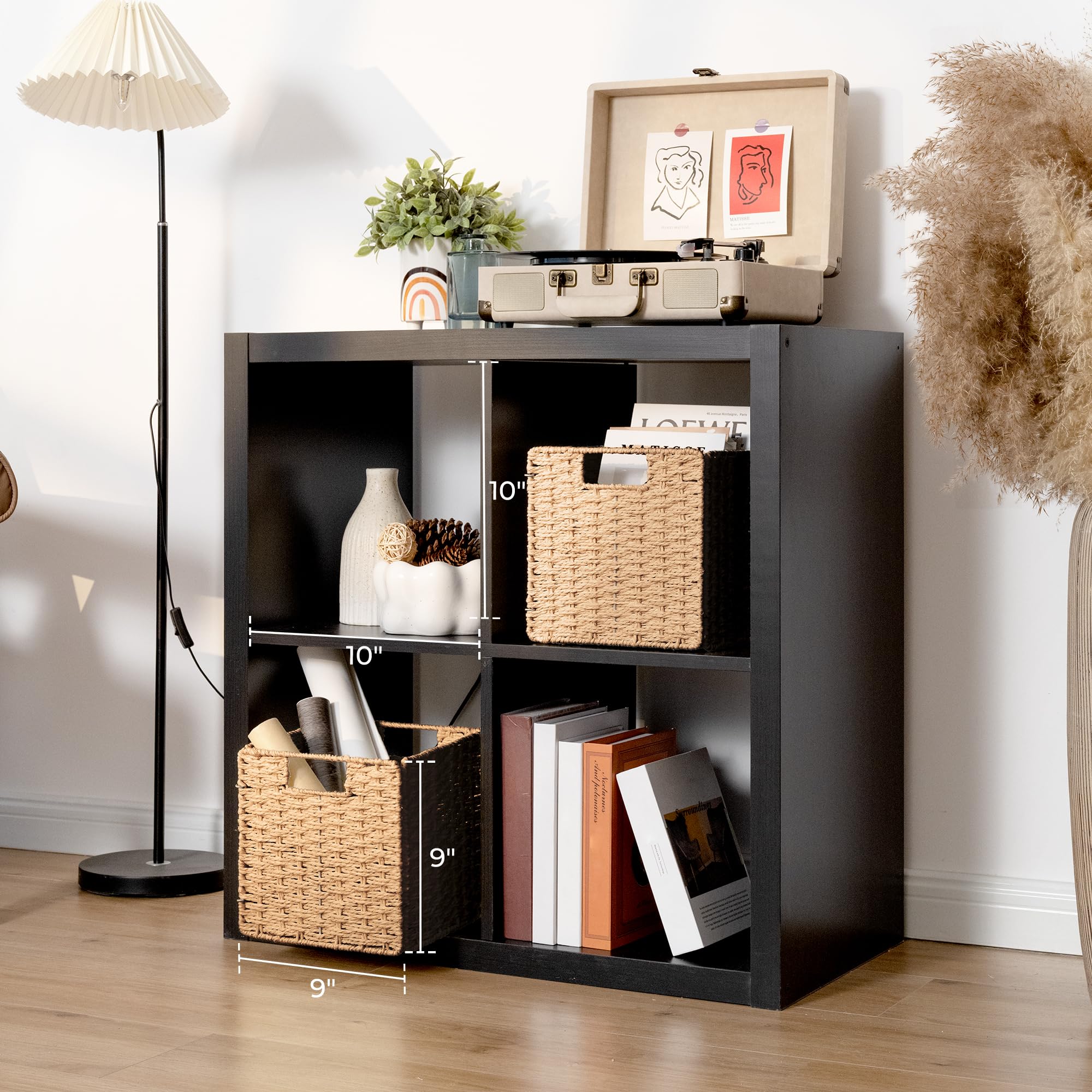 StorageWorks square storage bin fits compact cabinets and shelves.