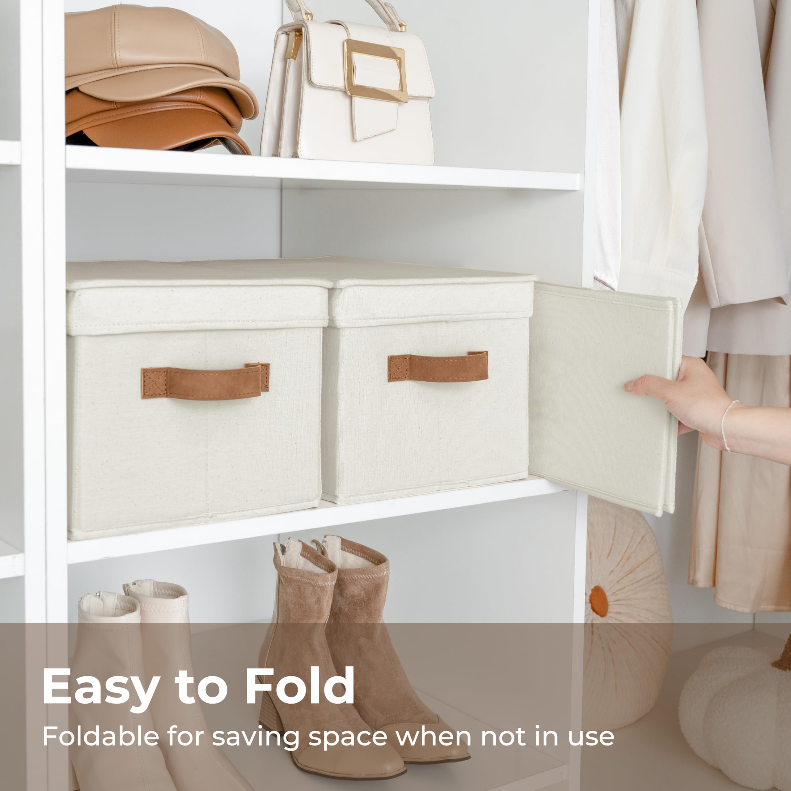 StorageWorks ivory stackable bins with lids for organized closets