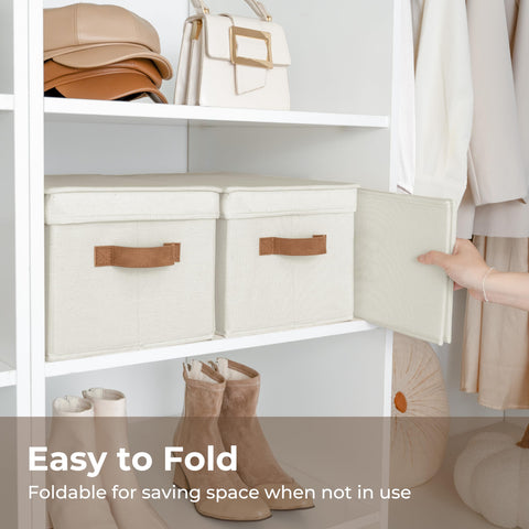 StorageWorks ivory stackable bins with lids for organized closets