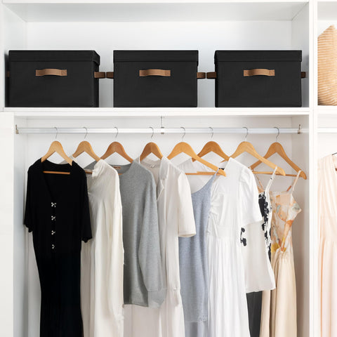 StorageWorks stackable design saves space in closets.