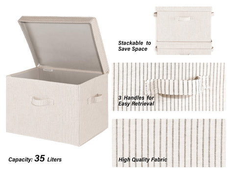 StorageWorks stackable bin on a shelf shows space-saving organization.