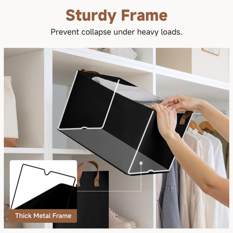 StorageWorks storage bins collapsible-flat design helps save space when not in use.