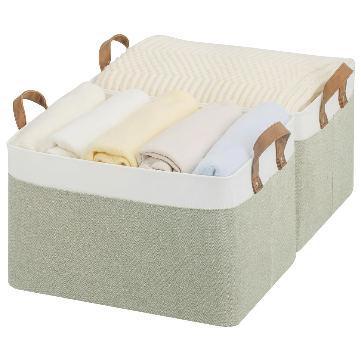 StorageWorks storage bins front view with metal frame for sturdy upright organization