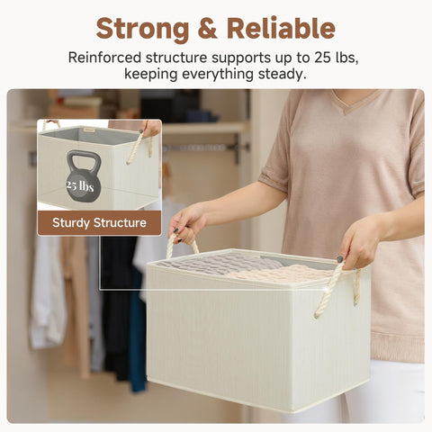 StorageWorks bin in bathroom or nursery for towels or baby supplies, neat and accessible.