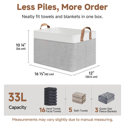 Large capacity StorageWorks bins hold blankets, clothes, or toys