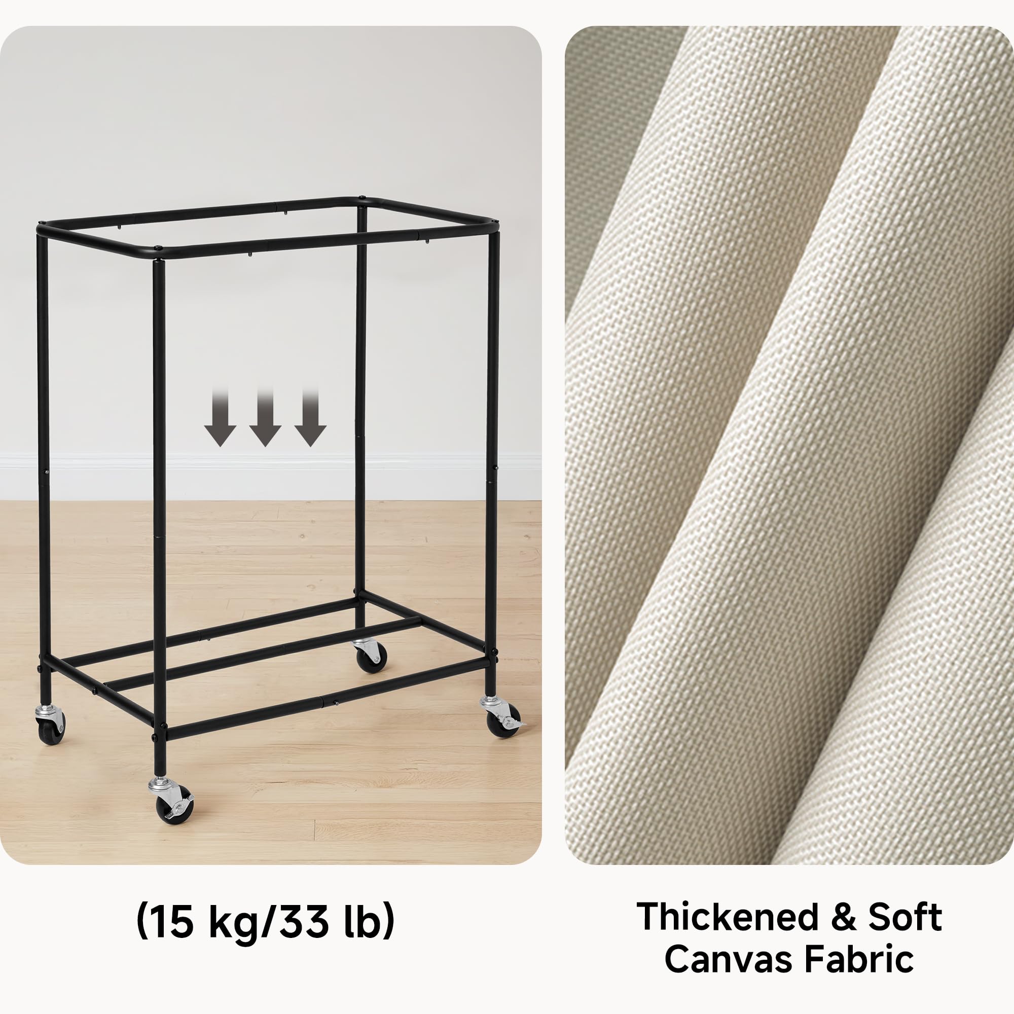 StorageWorks sturdy iron frame provides a stable foundation for heavy laundry loads.