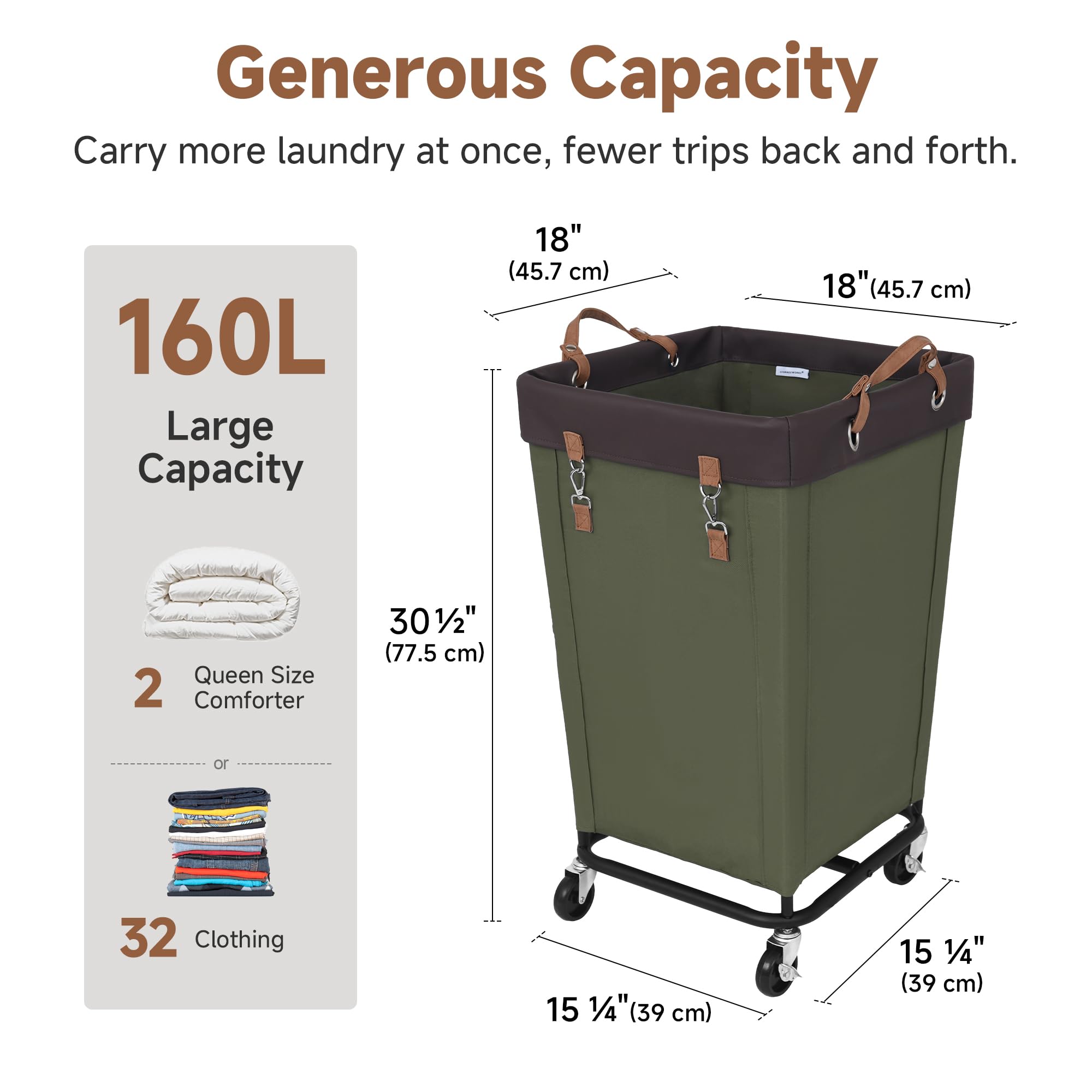 StorageWorks sturdy metal frame keeps the basket upright and balanced.