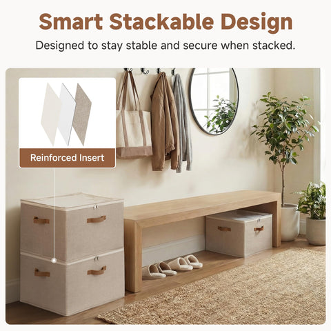 StorageWorks taupe shoe organizer pack blends with neutral decor and saves space.