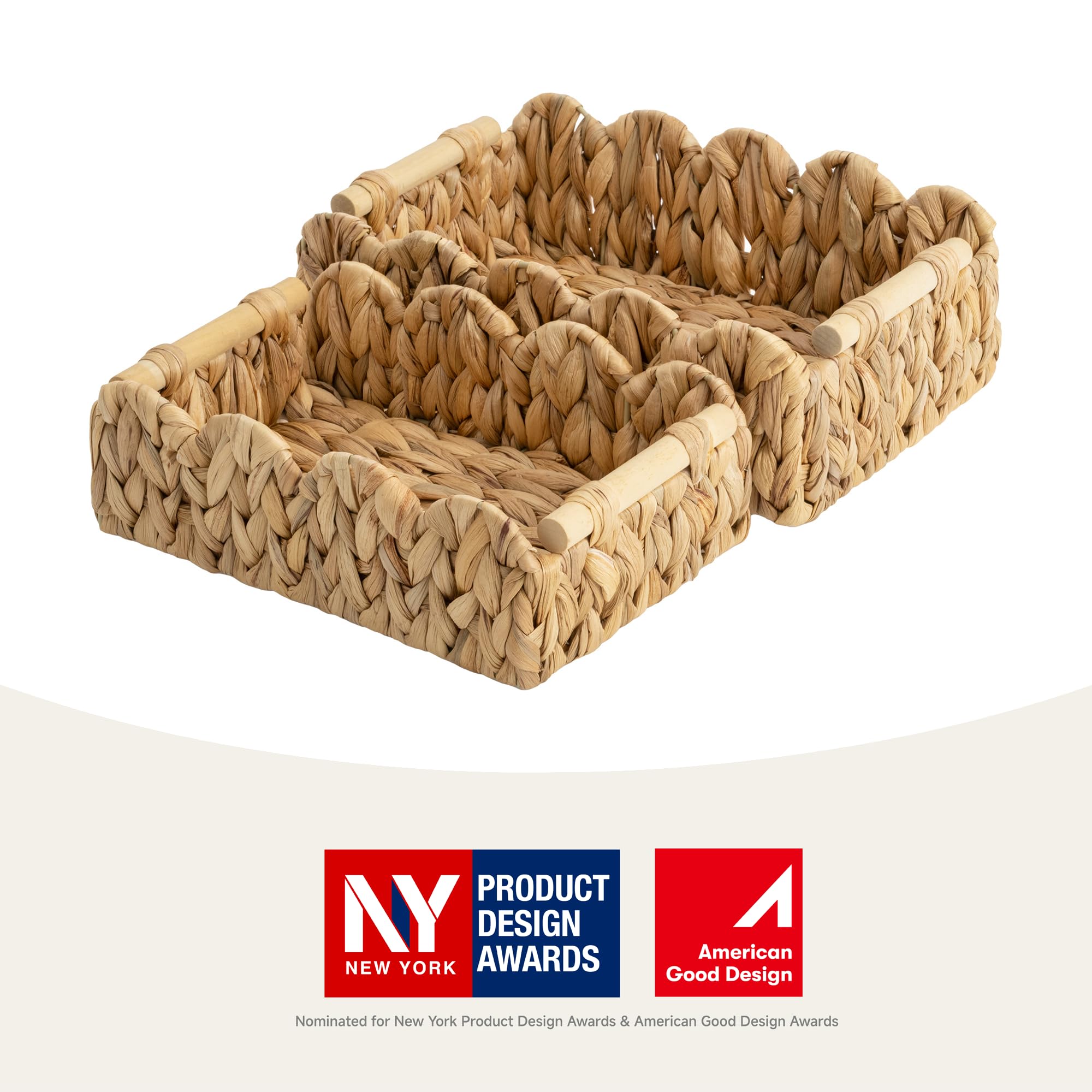 StorageWorks handwoven hyacinth basket adds natural texture to bathrooms and living spaces.