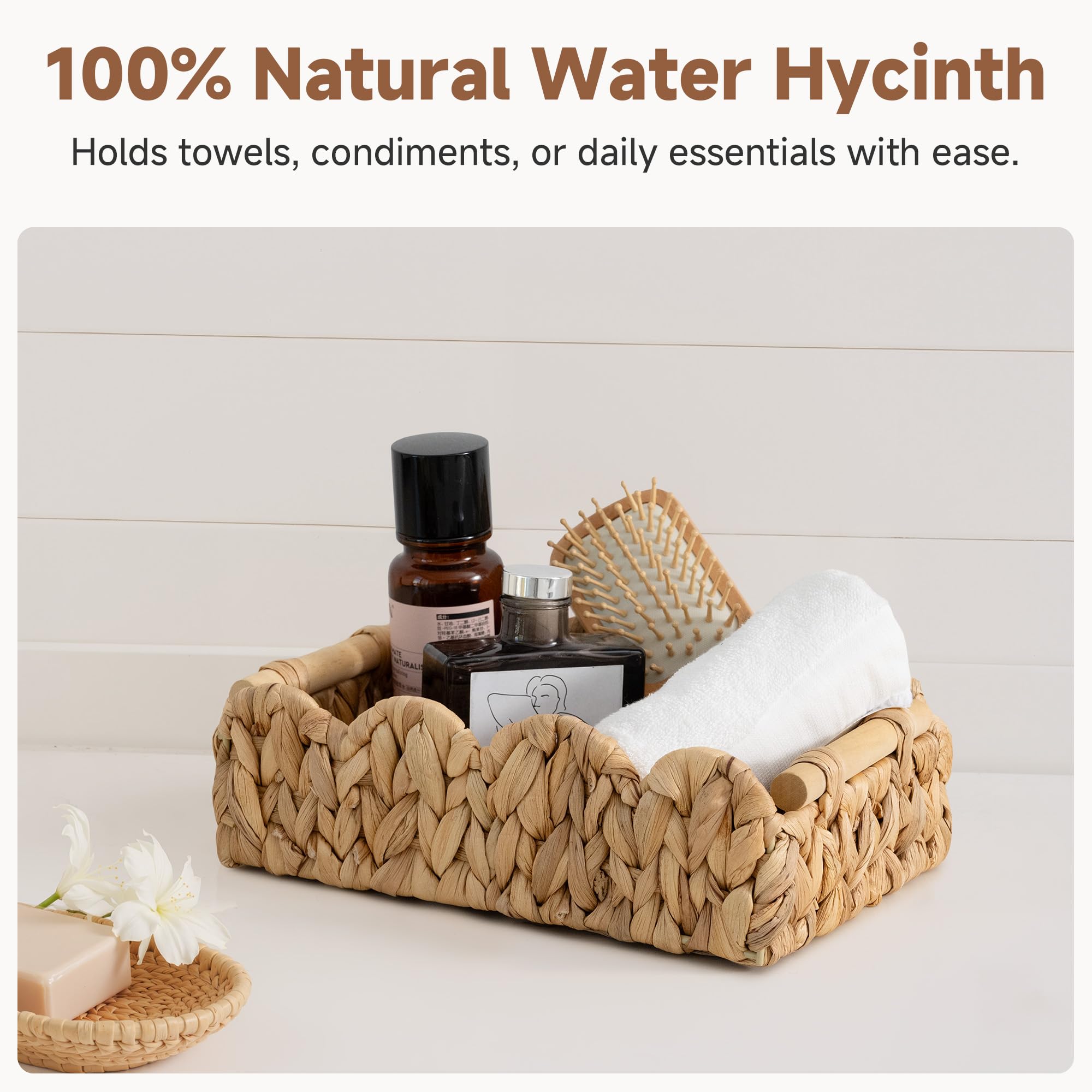 StorageWorks natural tone basket set offers versatile storage for tissue, towels, and more.