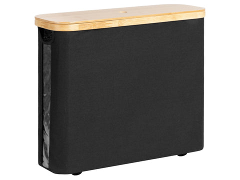 StorageWorks bin with bamboo lid for easy access and tidy bathroom organization.
