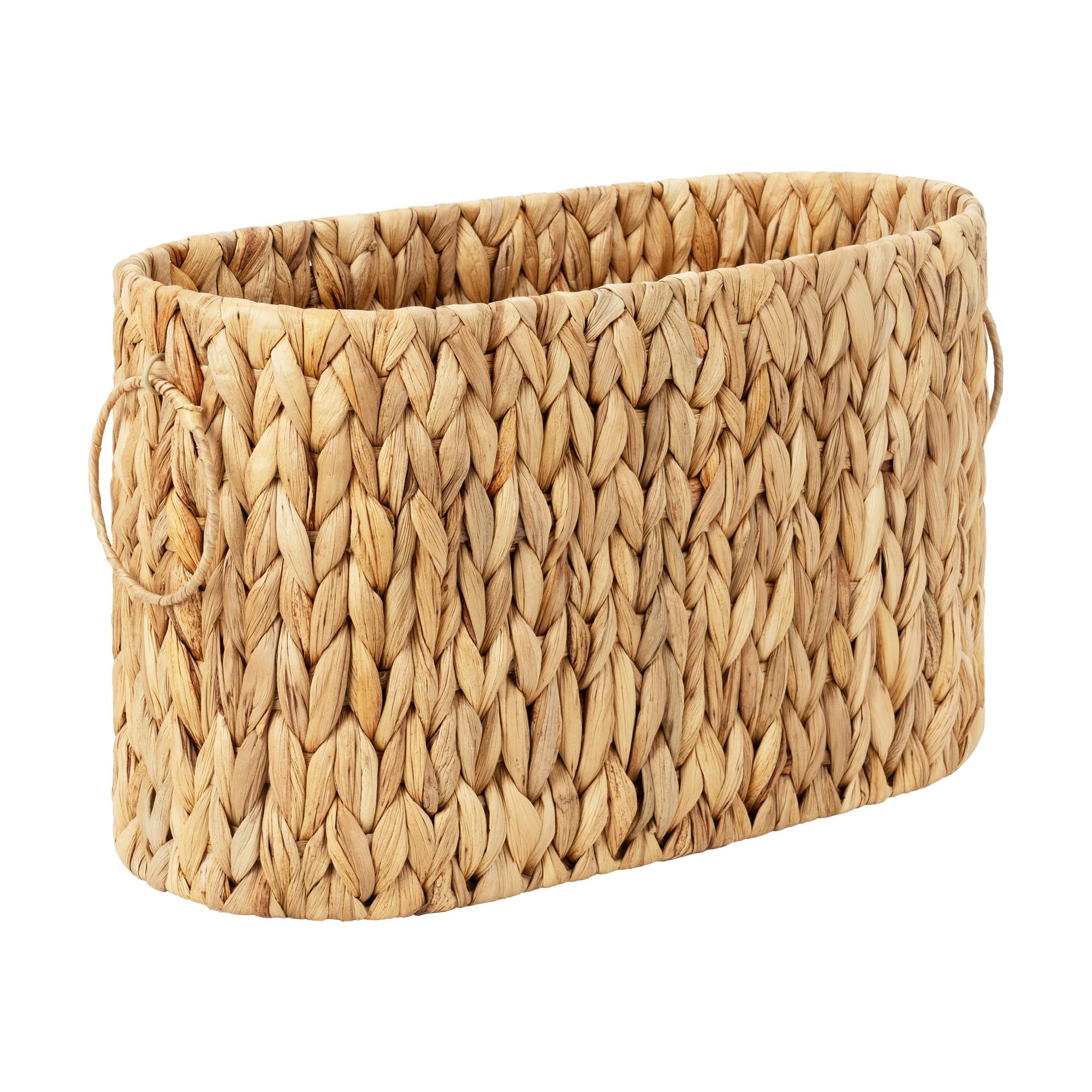 StorageWorks toilet paper storage front view in natural wicker keeps bathroom essentials neatly organized.