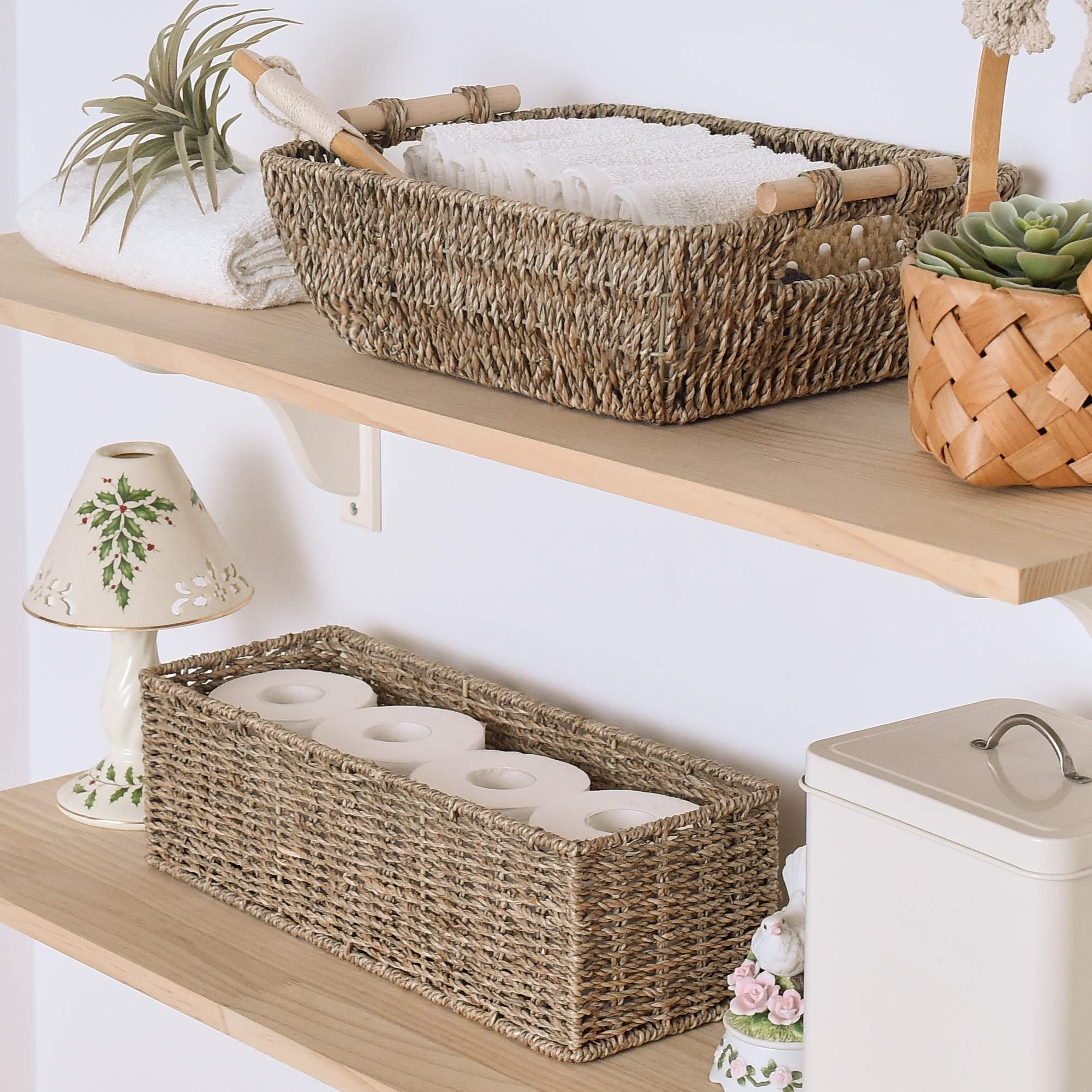 StorageWorks toilet tank basket front view reveals ample length for storage.