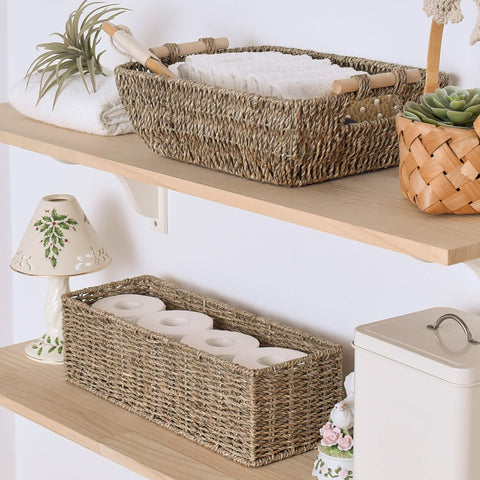StorageWorks toilet tank basket front view reveals ample length for storage.
