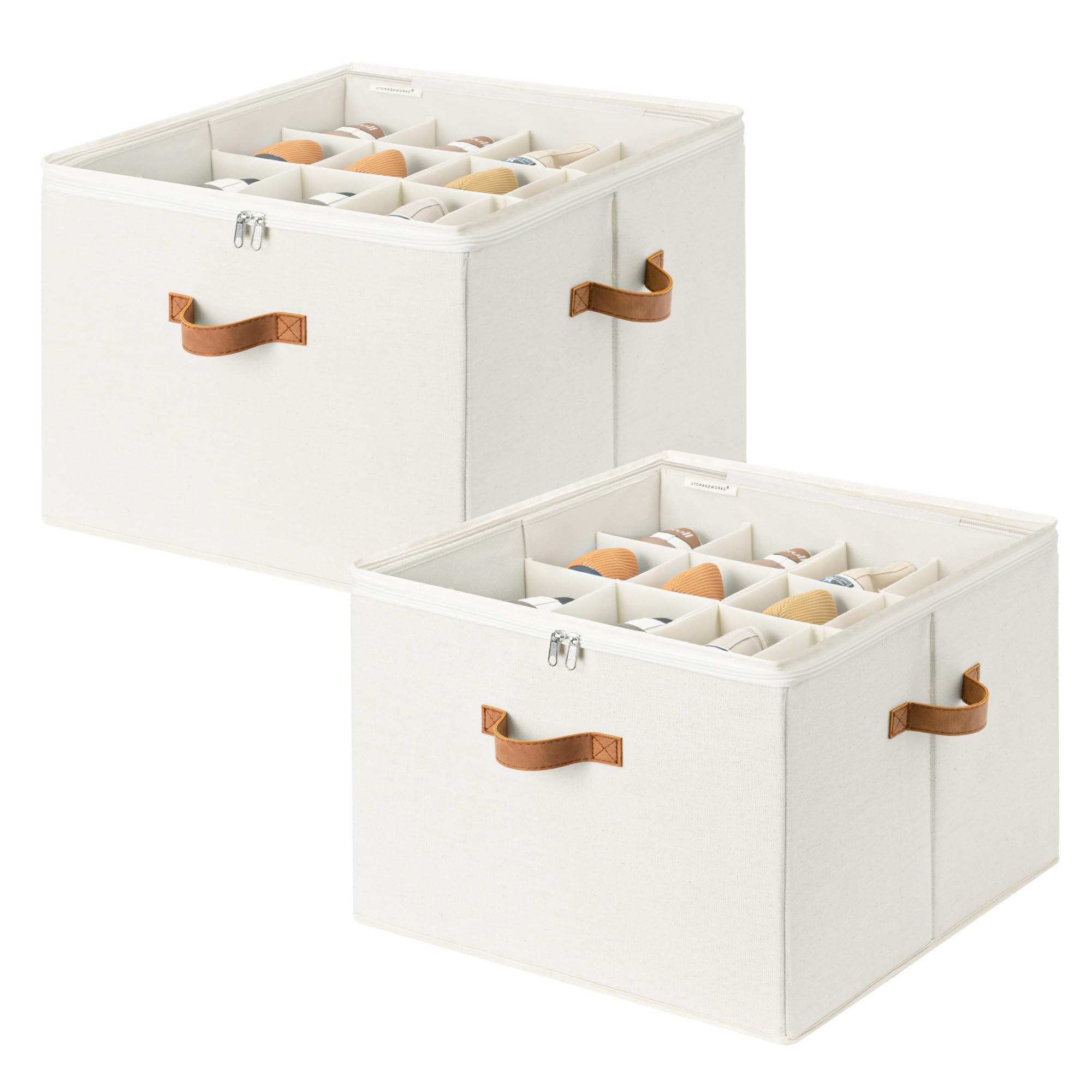 StorageWorks two-pack folded shoe organizer showing compact, foldable design for small spaces
