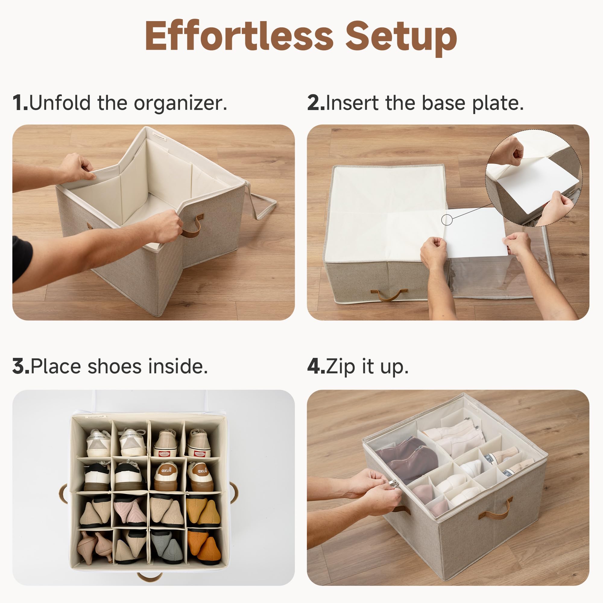StorageWorks under-bed dorm shoe storage solution frees floor space.