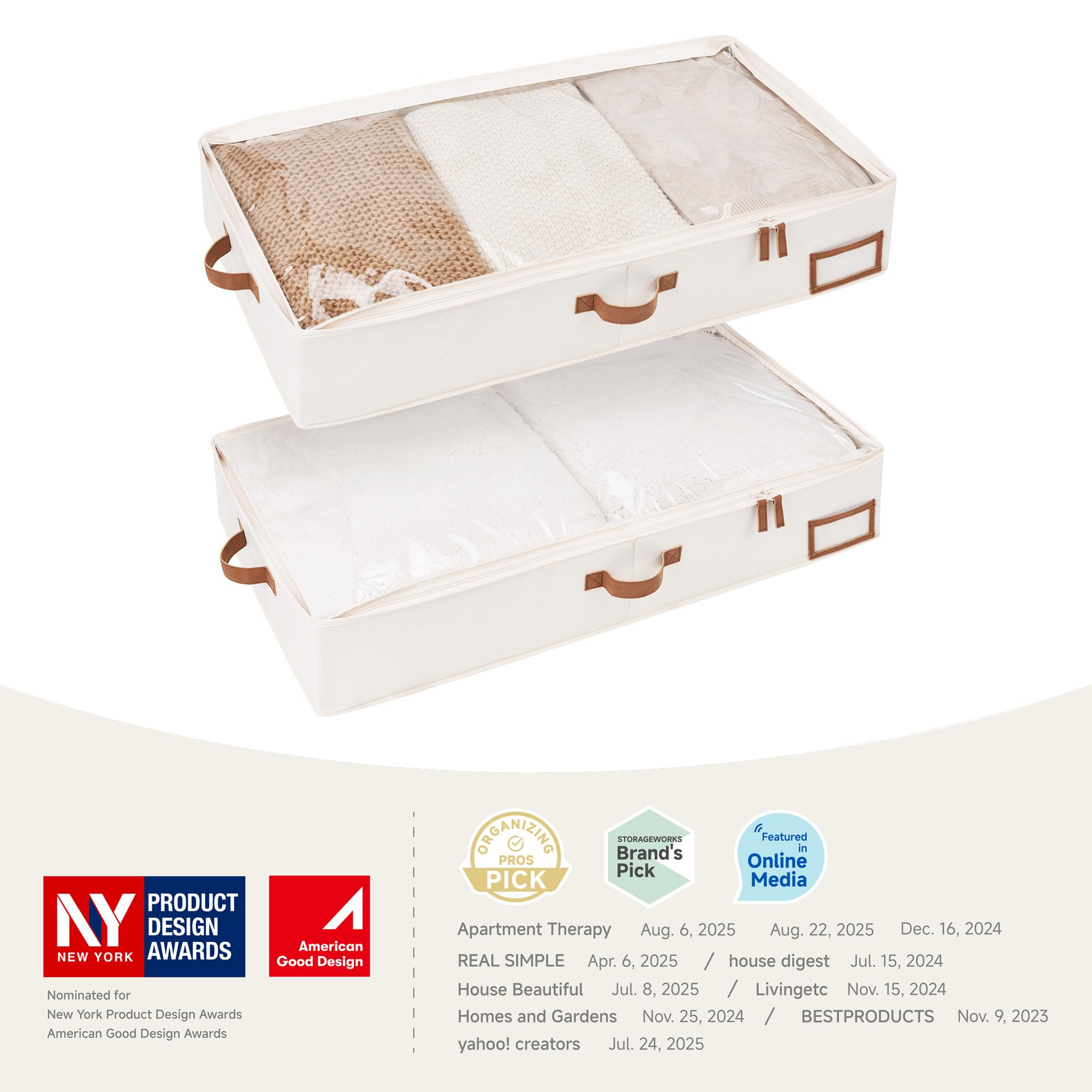 StorageWorks under-bed storage bin with dust-proof zippers for secure access.