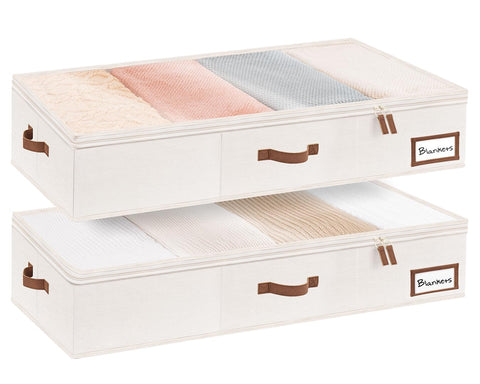 StorageWorks under-bed bin with transparent lid for quick content visibility